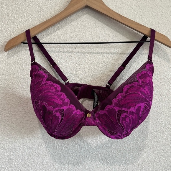 Natori Women's 34DDD Lace Purple Bra Underwire Floral Boho Classy - Picture 1 of 8